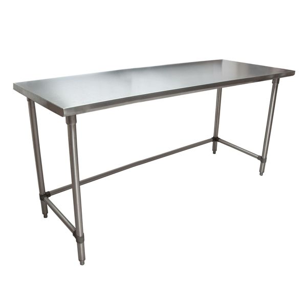 Bk Resources Stainless Steel Work Table Open Base, Stainless Steel Legs 72"Wx30"D QVTOB-7230